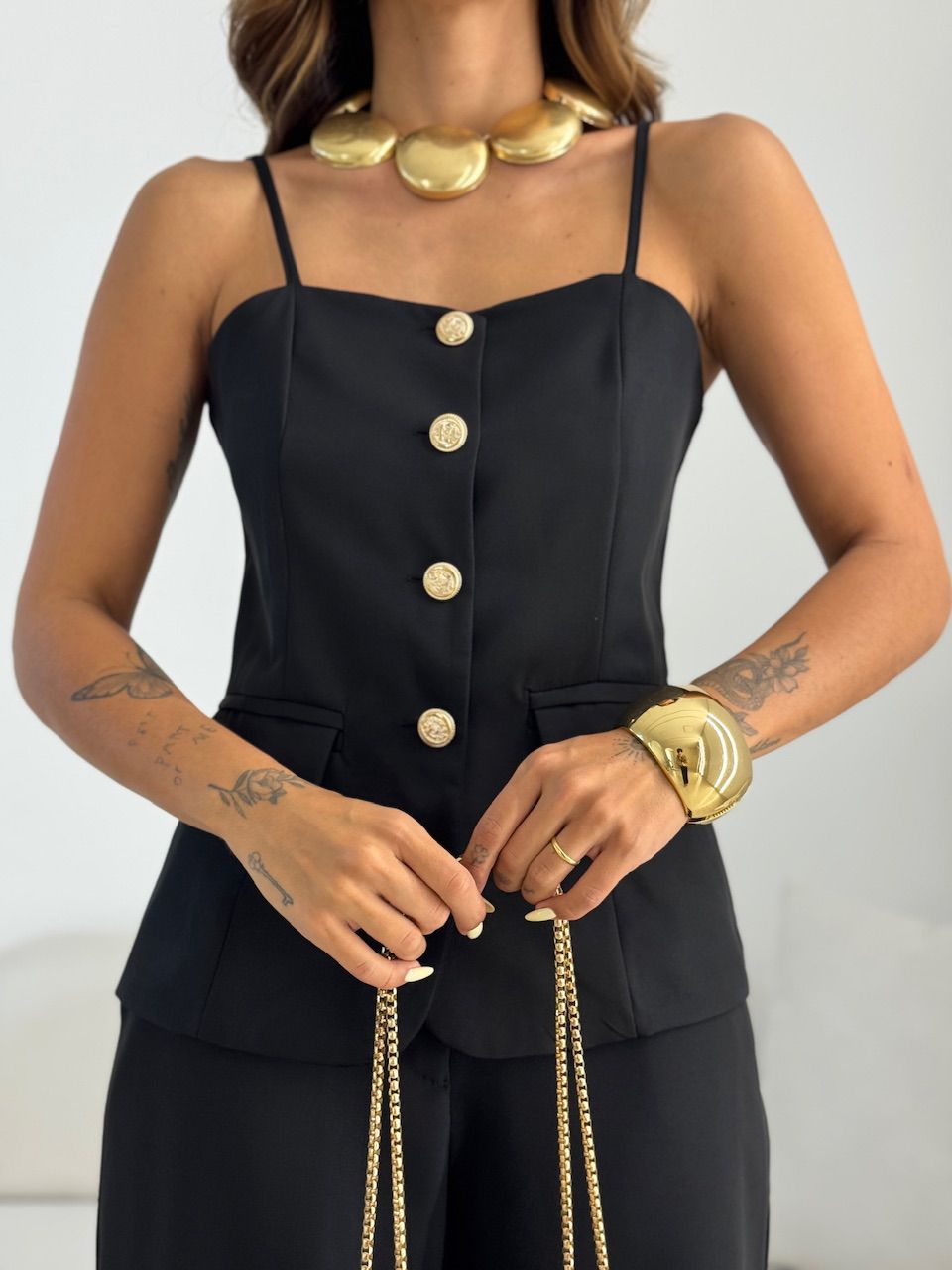 CONJUNTO MARGOT BOTÕES PRETO