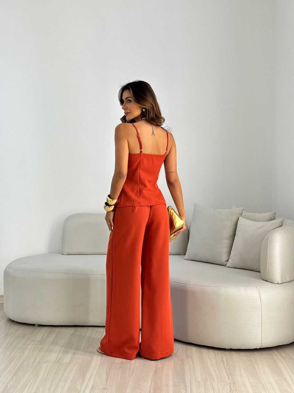 CONJUNTO MARGOT BOTÕES TERRA COTA 
