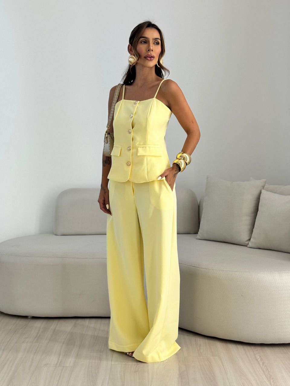 CONJUNTO MARGOT BOTÕES YELLOW BUTTER - 0068780431 - CAROLLA FERRARO