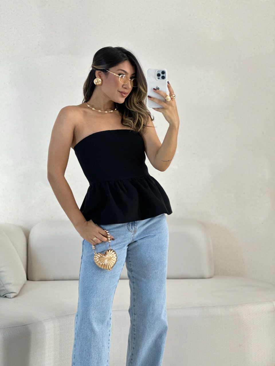 BLUSA EVA TOMARA QUE CAIA Preta - 0057100033 - CAROLLA FERRARO