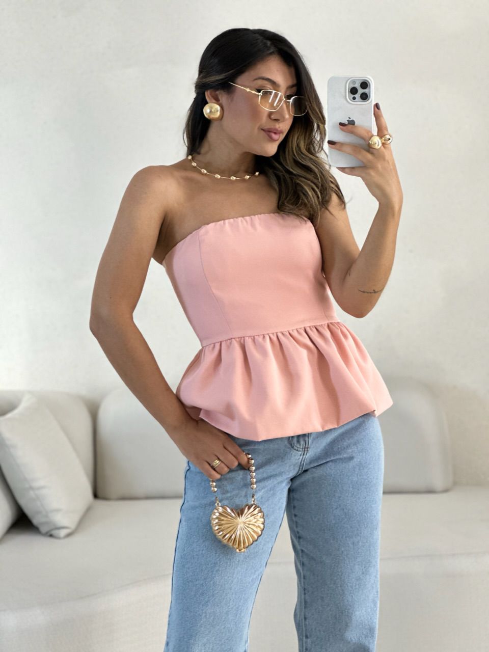 BLUSA EVA TOMARA QUE CAIA Rosê - 0057100025 - CAROLLA FERRARO