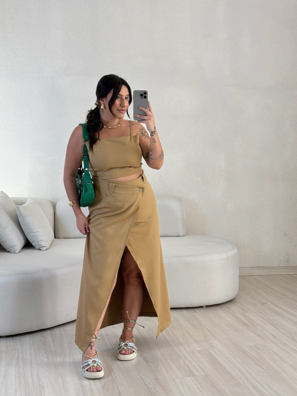 CONJUNTO FELISIA TOP SAIA MIDI Nude