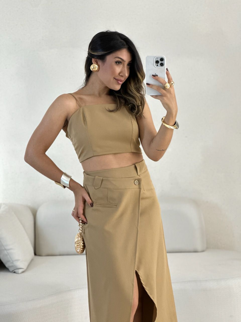 CONJUNTO FELISIA TOP SAIA MIDI Nude