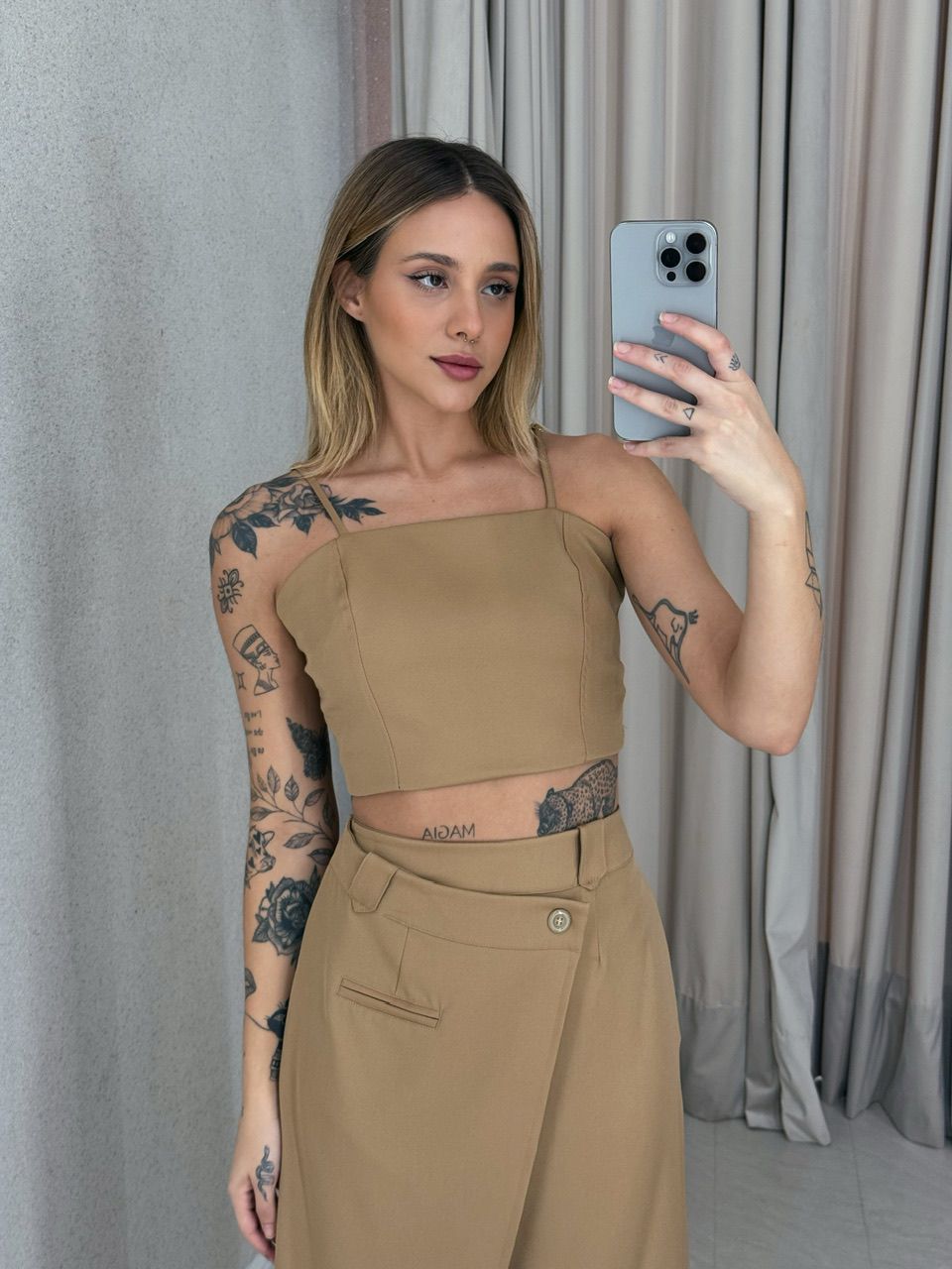 CONJUNTO FELISIA TOP SAIA MIDI Nude