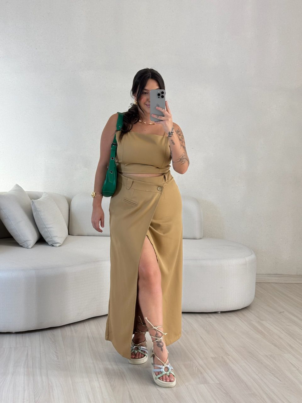 CONJUNTO FELISIA TOP SAIA MIDI Nude