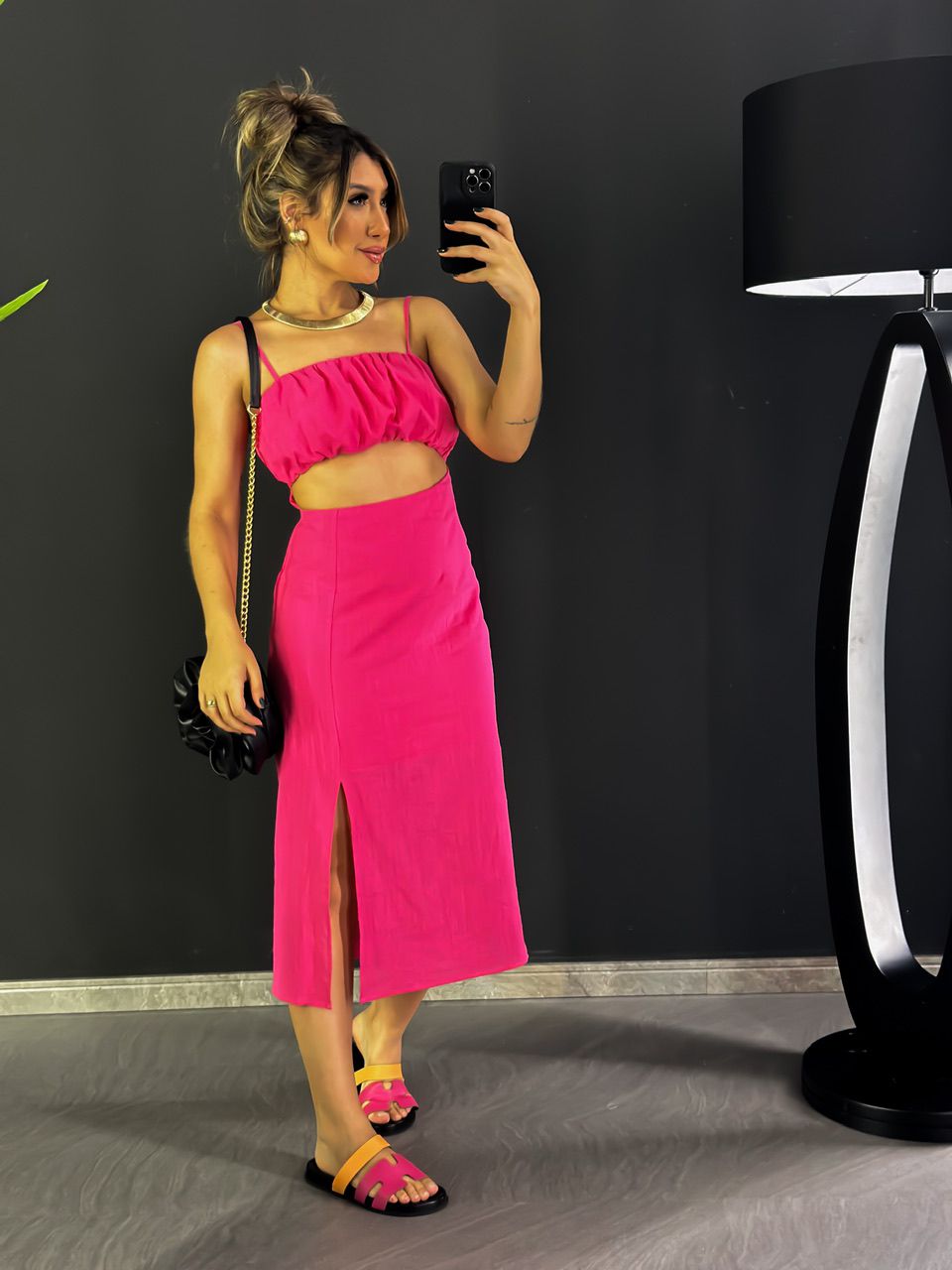 VESTIDO SABRINA ABERTURA FRONTAL PINK - 0046220037 - CAROLLA FERRARO