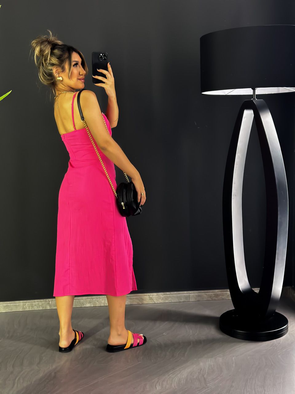 VESTIDO SABRINA ABERTURA FRONTAL PINK