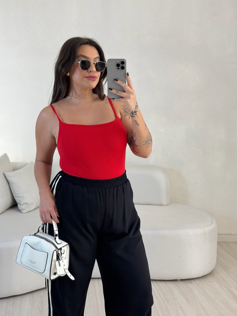 Body Lívia Alça Vermelho - 0056980006 - CAROLLA FERRARO