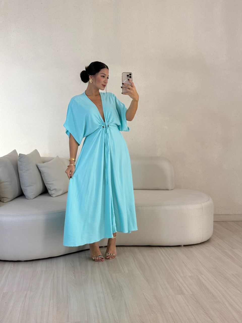 VESTIDO MARISOL LISO AZUL - 0057230109 - CAROLLA FERRARO
