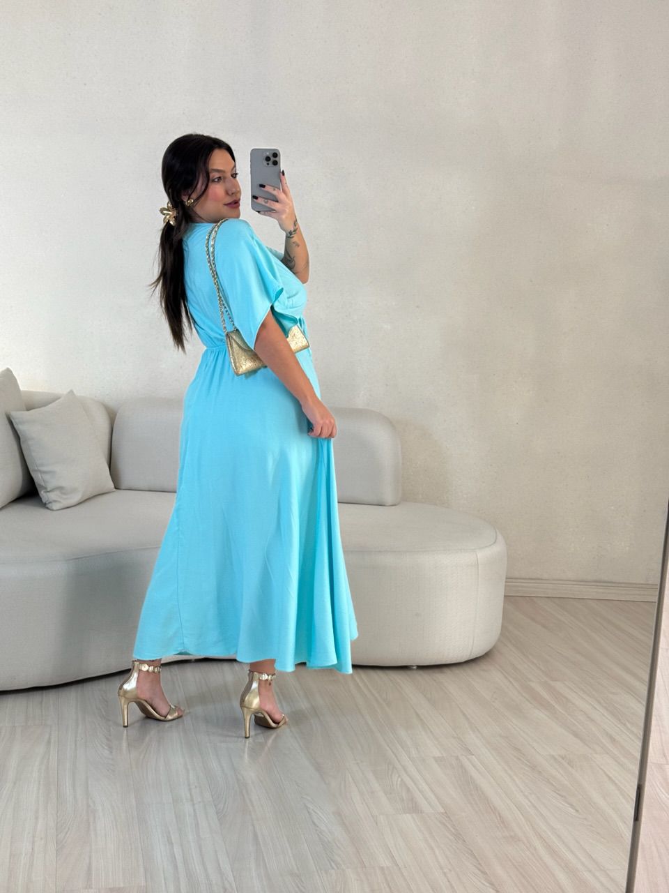 VESTIDO MARISOL LISO AZUL