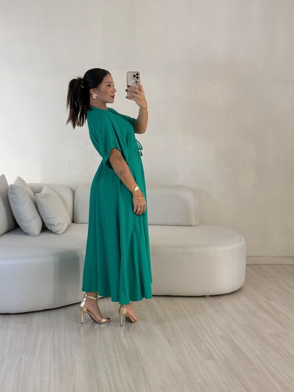 VESTIDO MARISOL LISO VERDE