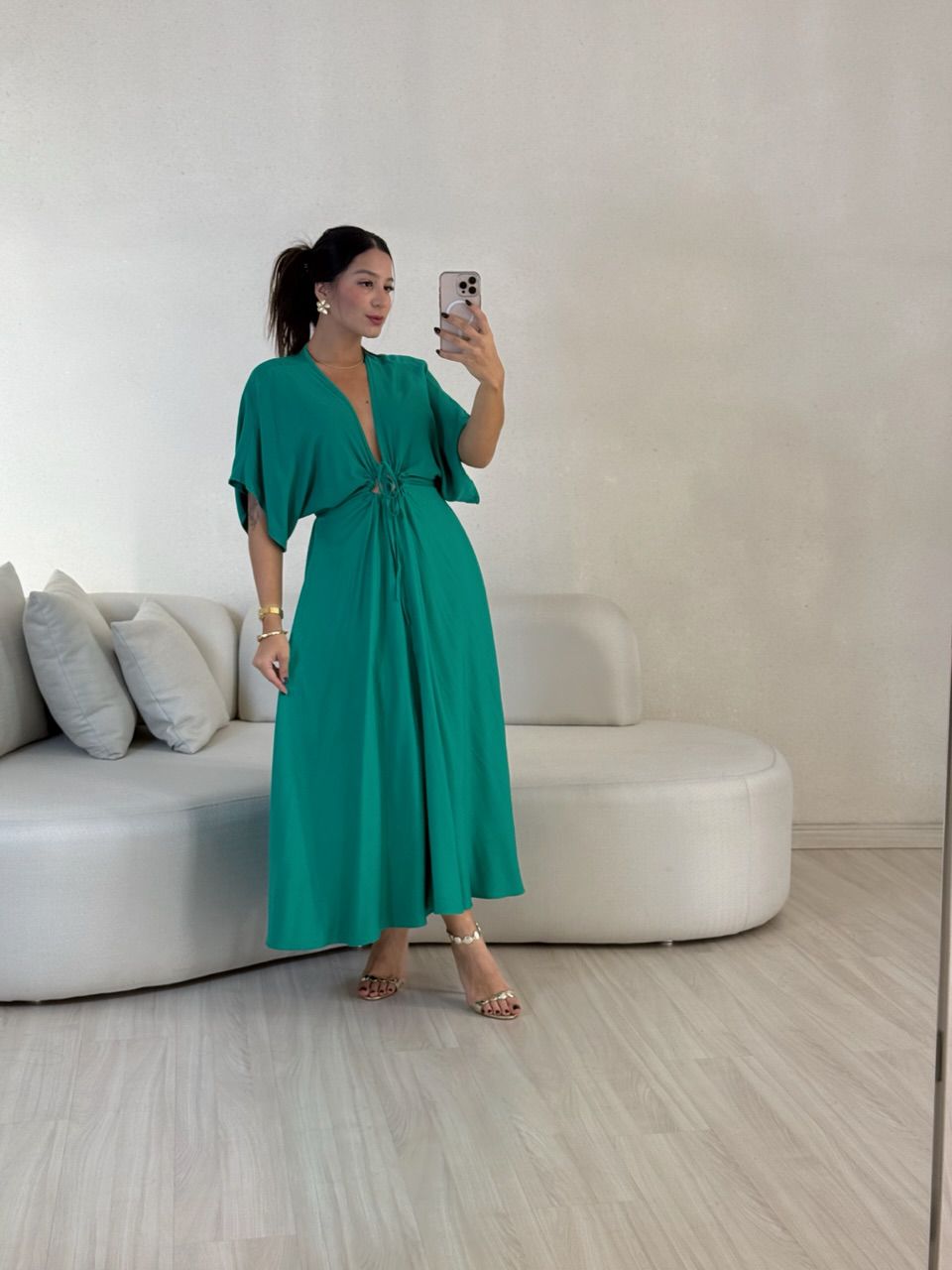 VESTIDO MARISOL LISO VERDE