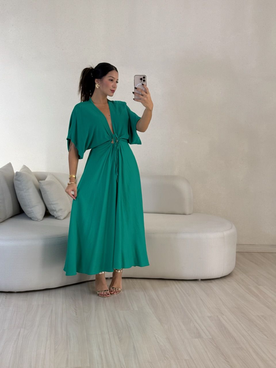 VESTIDO MARISOL LISO VERDE