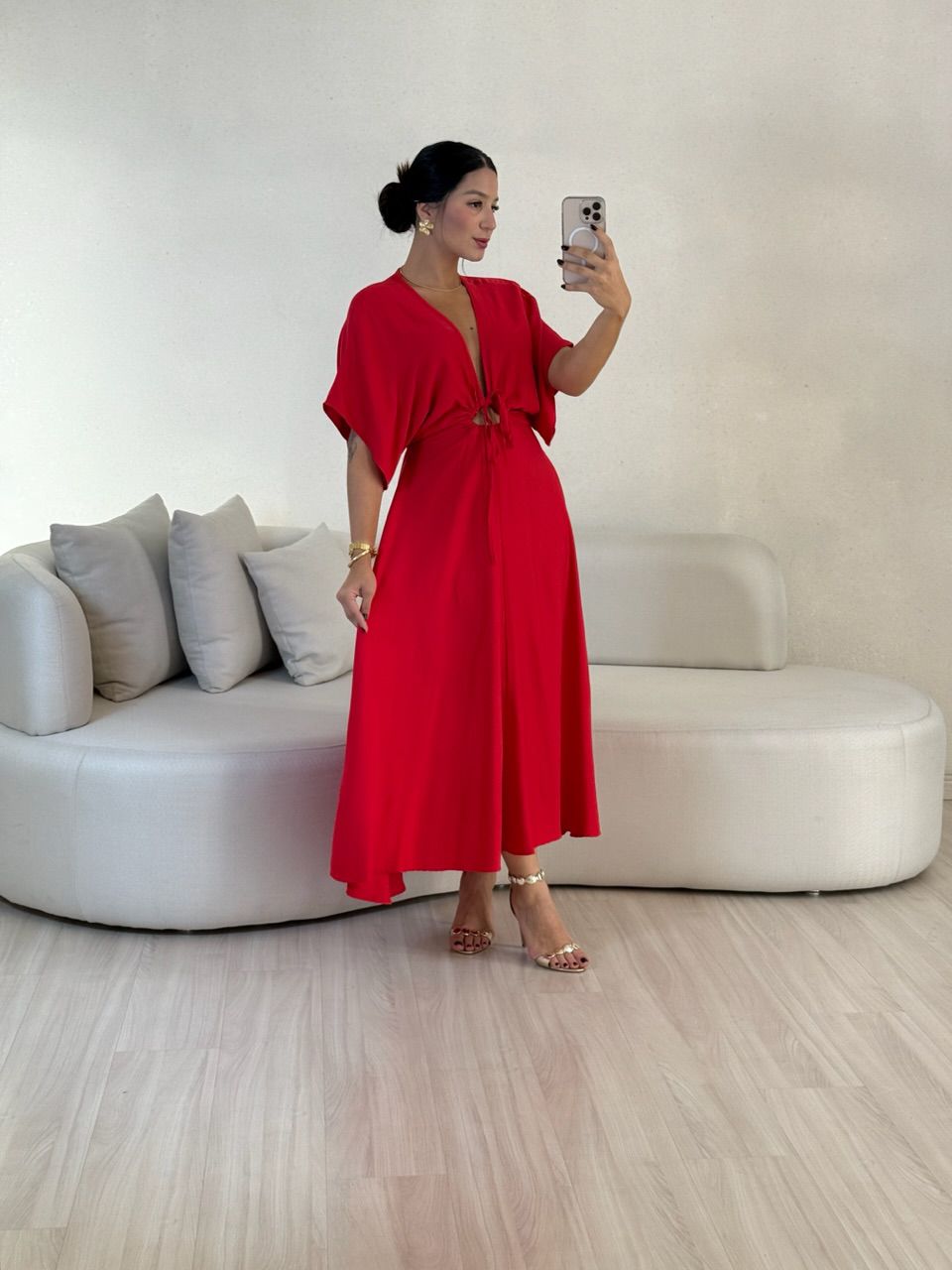 VESTIDO MARISOL LISO VERMELHO - 0057230006 - CAROLLA FERRARO