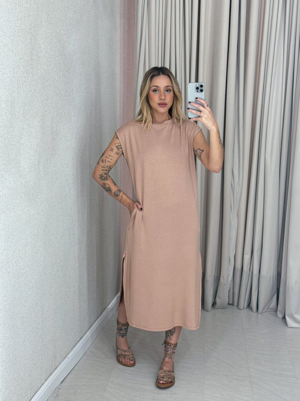 VESTIDO AUGUSTA MUSCLE Nude - 0059330049 - CAROLLA FERRARO