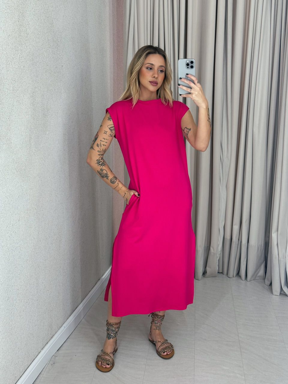 VESTIDO AUGUSTA MUSCLE Pink - 0059330037 - CAROLLA FERRARO