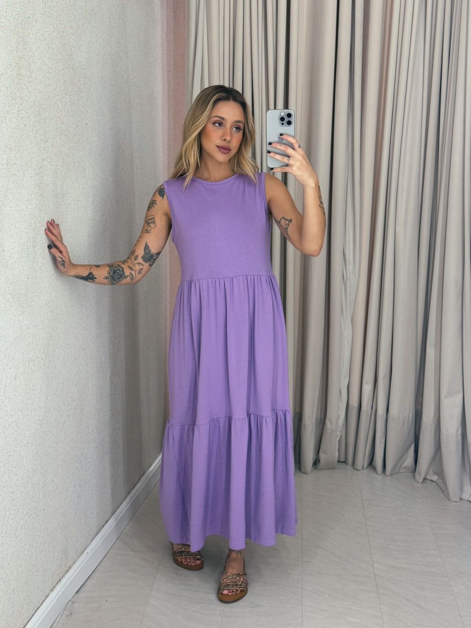 VESTIDO GILDA CAVADO Lilas