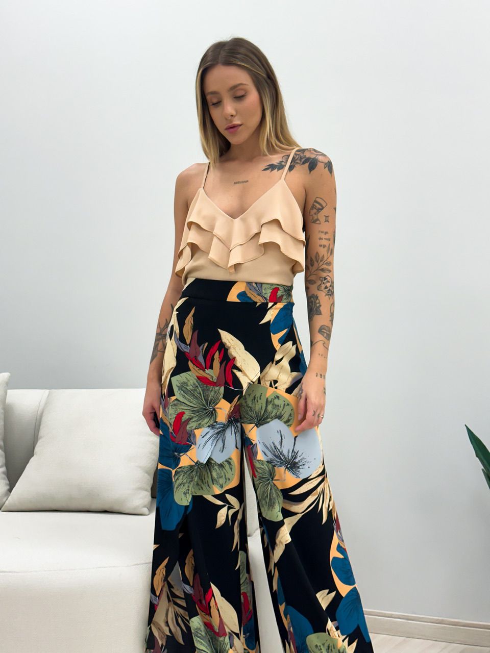 CALÇA LENÇO ESTAMPADA PRETA