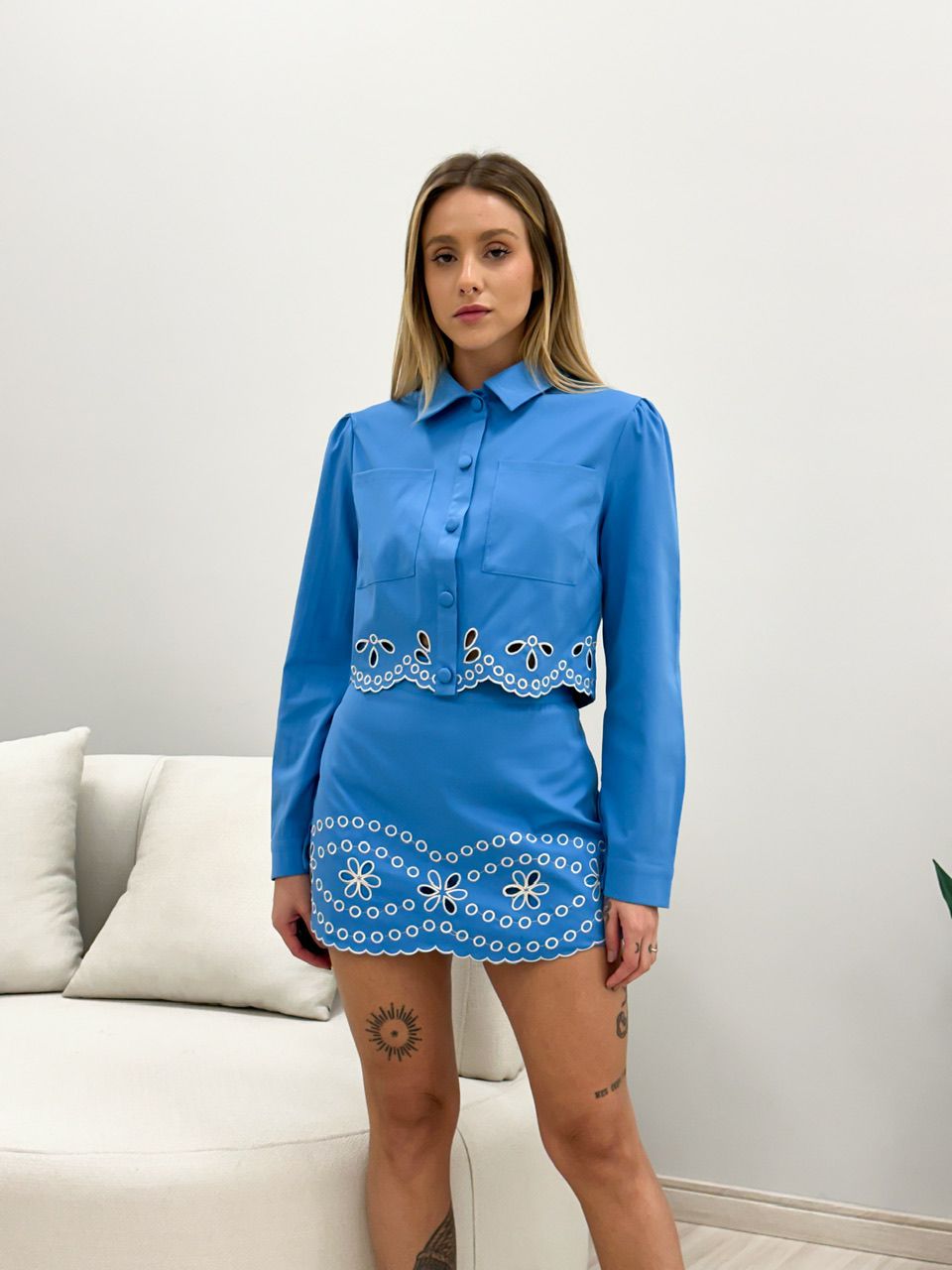 CONJUNTO PIETRA BORDADO AZUL - 0048530109 - CAROLLA FERRARO