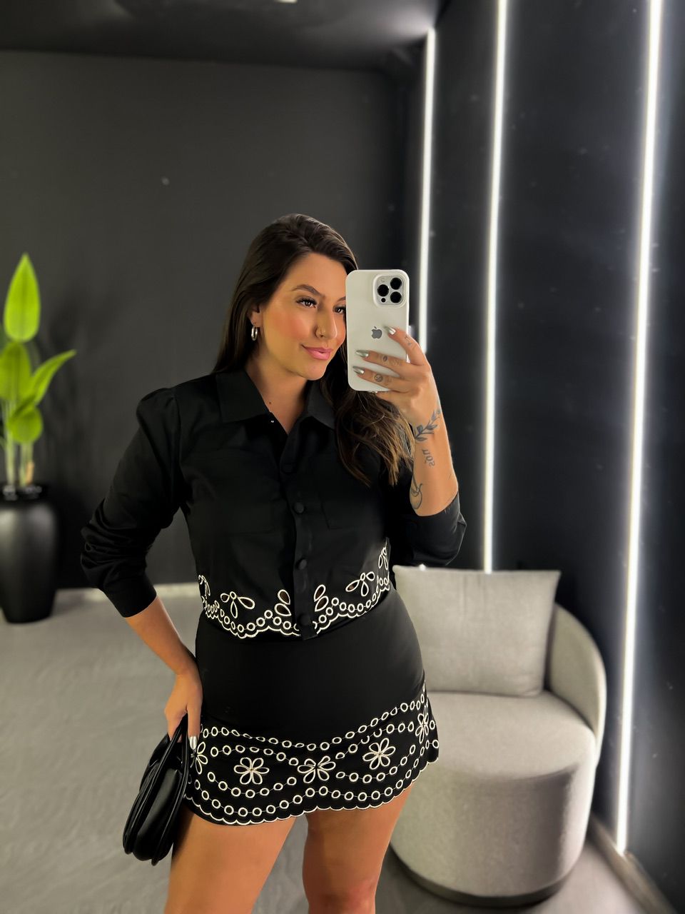 CONJUNTO PIETRA BORDADO PRETO