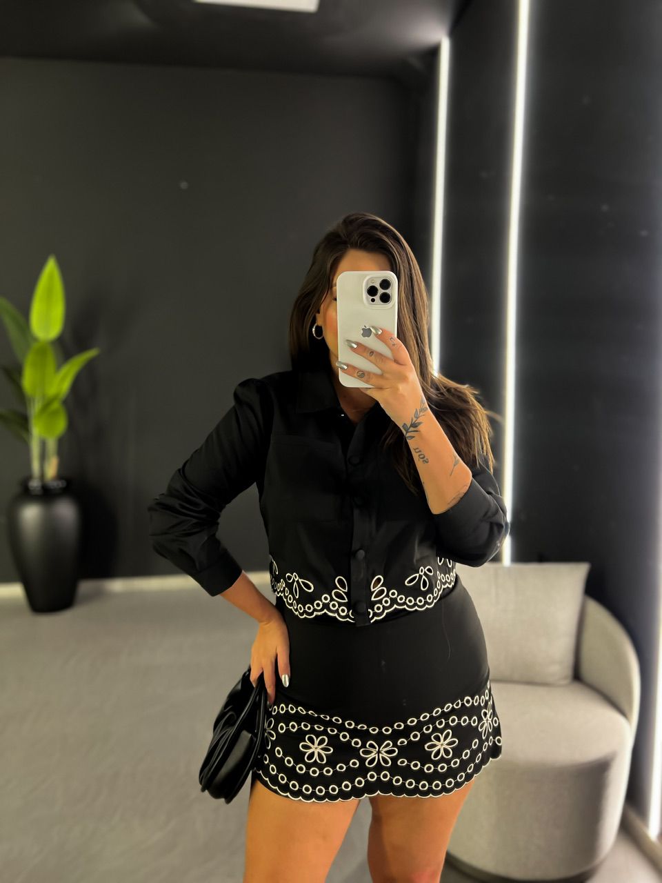 CONJUNTO PIETRA BORDADO PRETO