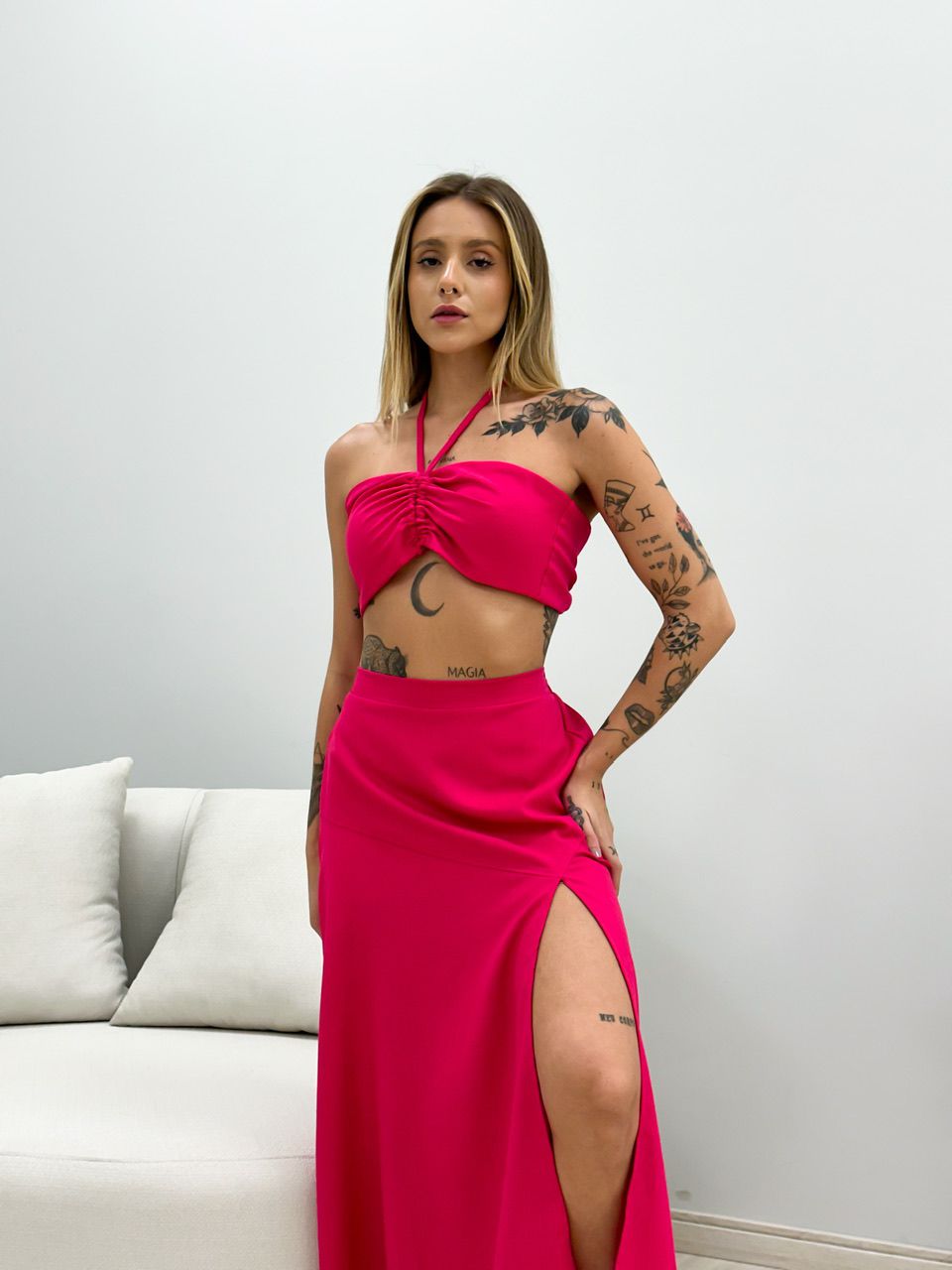 CONJUNTO MILENA SAIA MIDI PINK