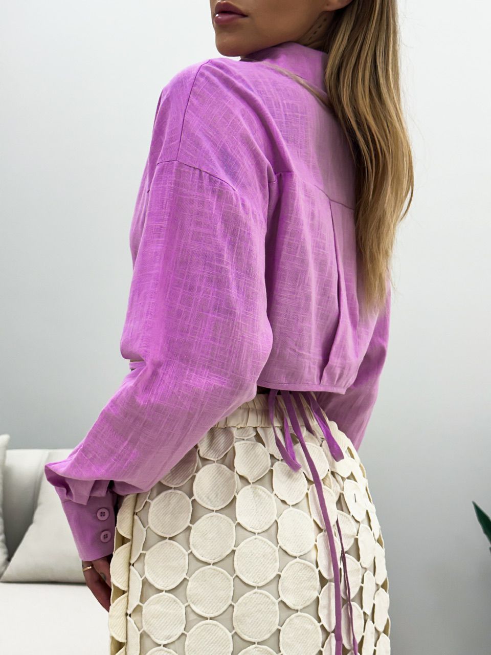 CROPPED CAMISA MANGA LONGA LILÁS
