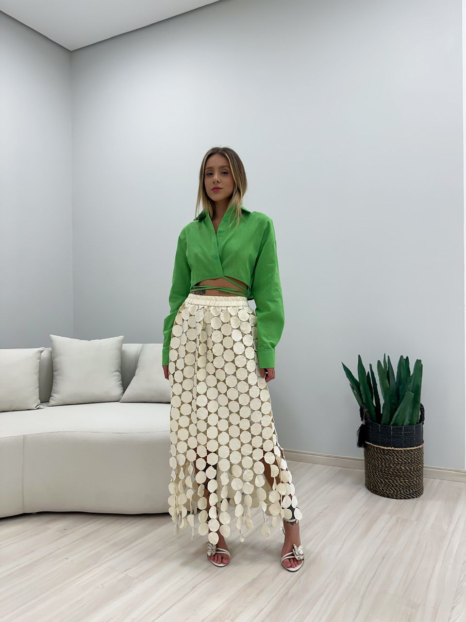 CROPPED CAMISA MANGA LONGA VERDE