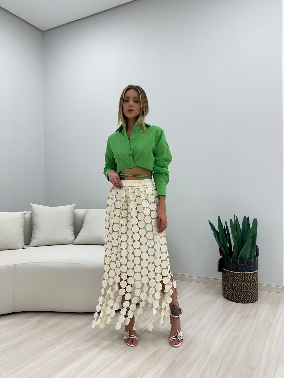 CROPPED CAMISA MANGA LONGA VERDE