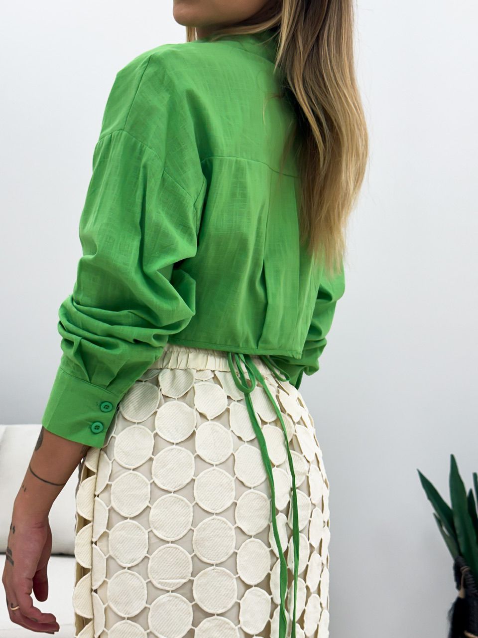 CROPPED CAMISA MANGA LONGA VERDE