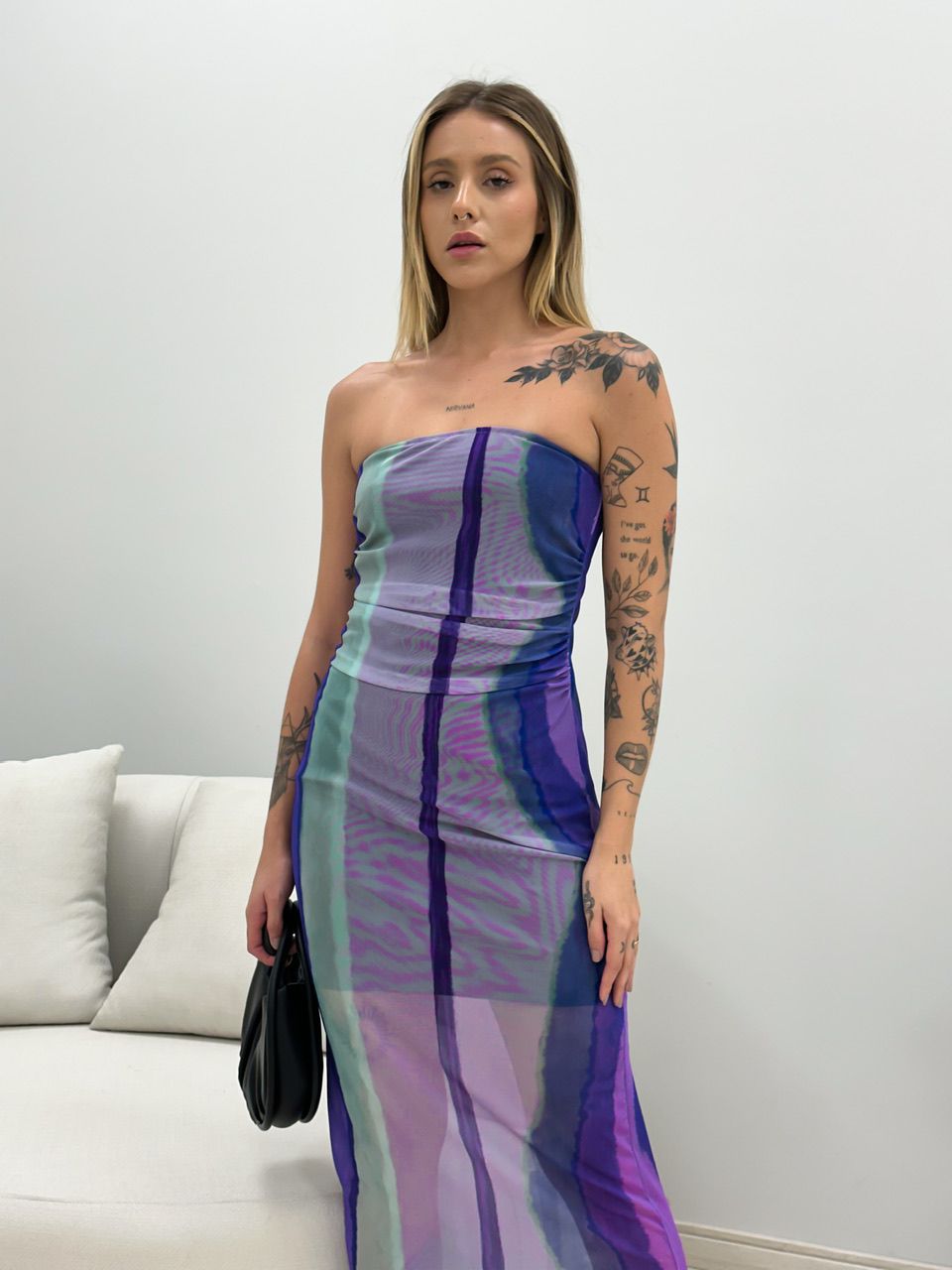 VESTIDO TULE CARLA TOMARA QUE CAIA LILÁS