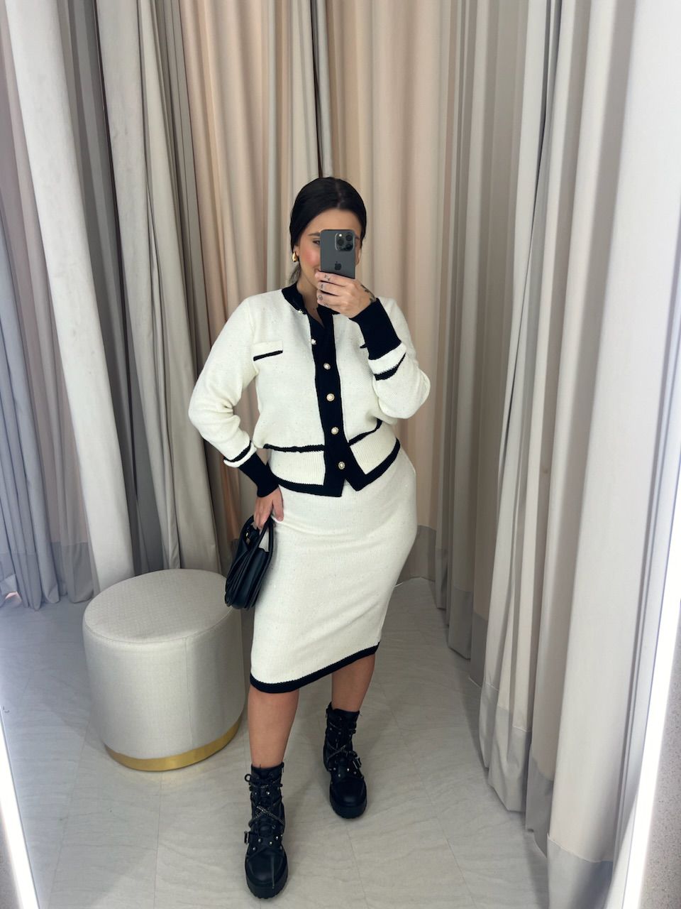 CONJUNTO CHANEL TRICOT OFF/ PRETO