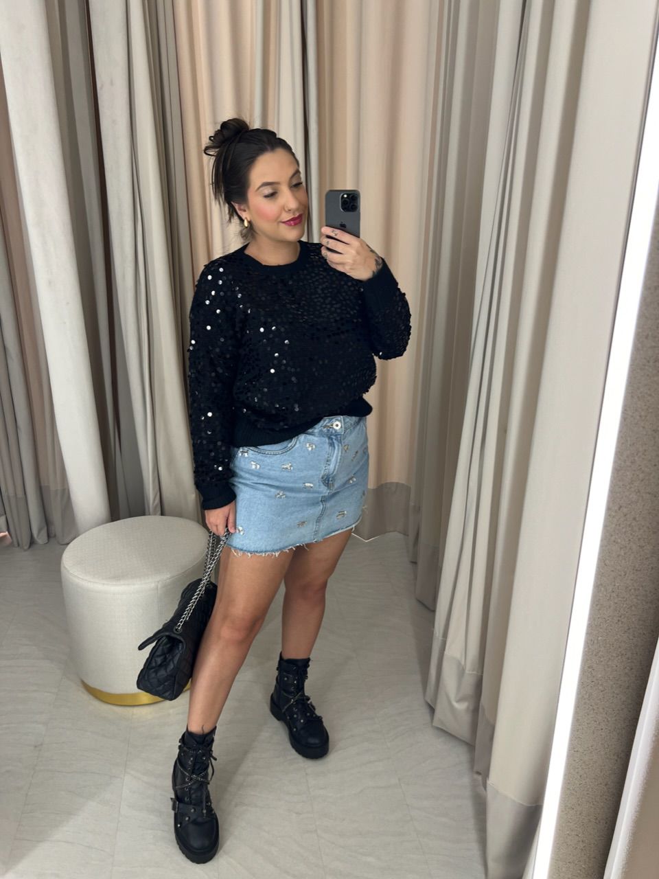 TRICOT GABI LANTEJOULA PRETO
