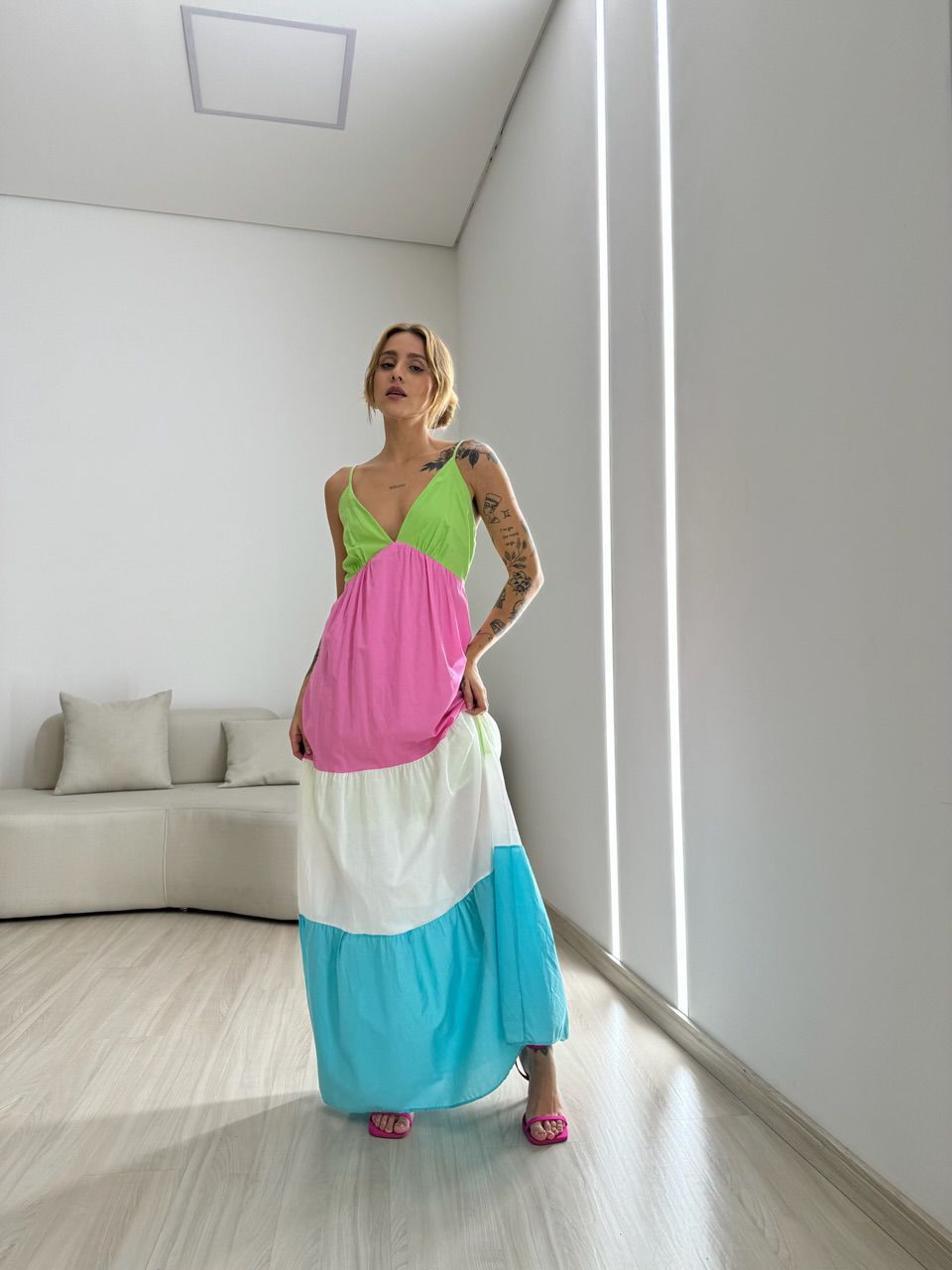 VESTIDO ALÇA COLORS VERDE CLARO