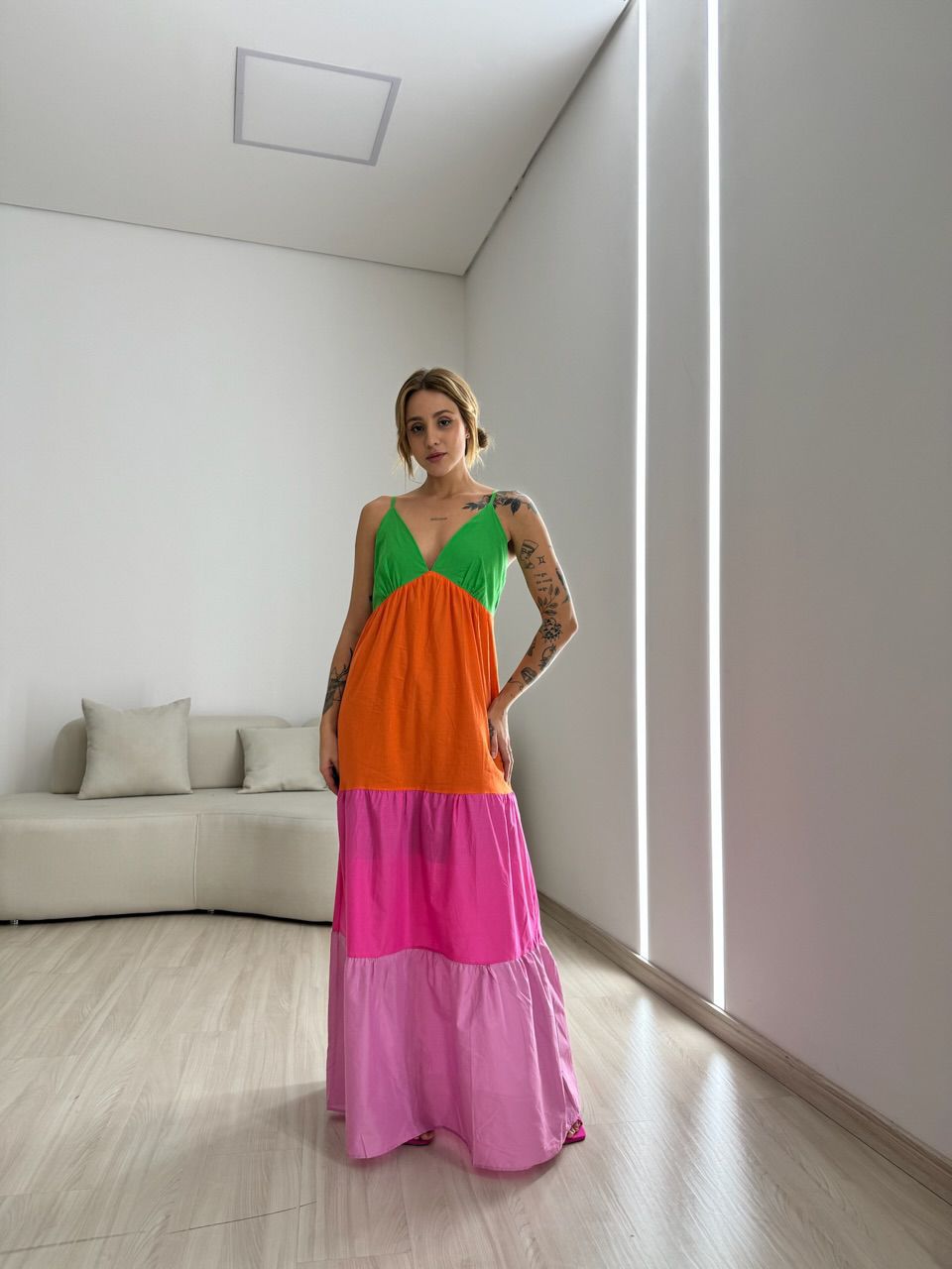 VESTIDO ALÇA COLORS VERDE - 0050790014 - CAROLLA FERRARO