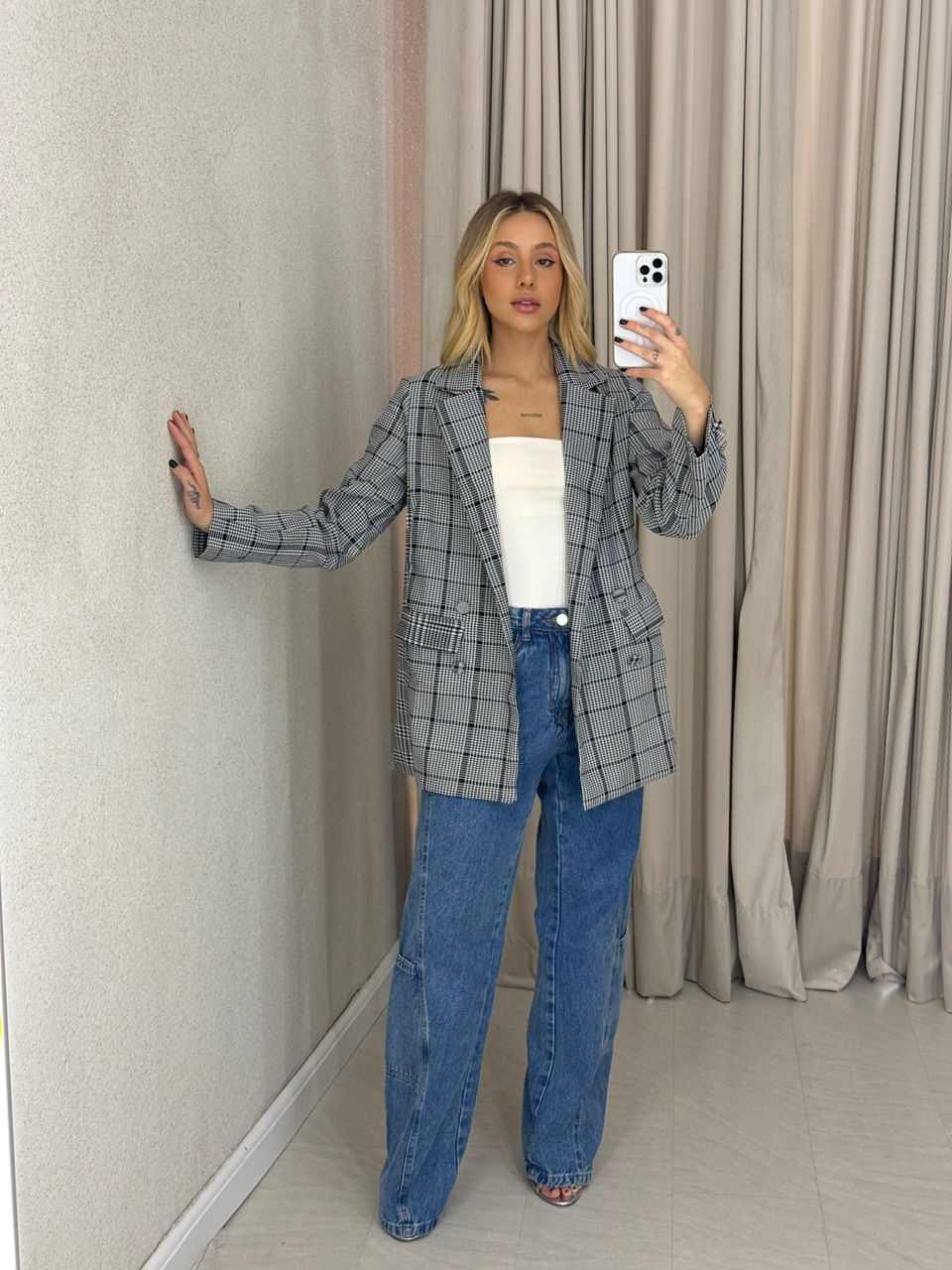 BLAZER VANESSA PIED POULE PRETO