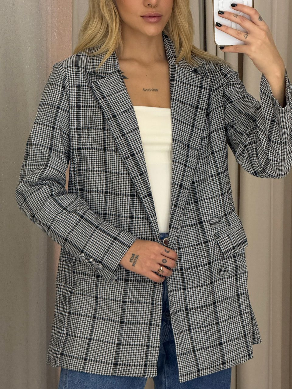 BLAZER VANESSA PIED POULE PRETO