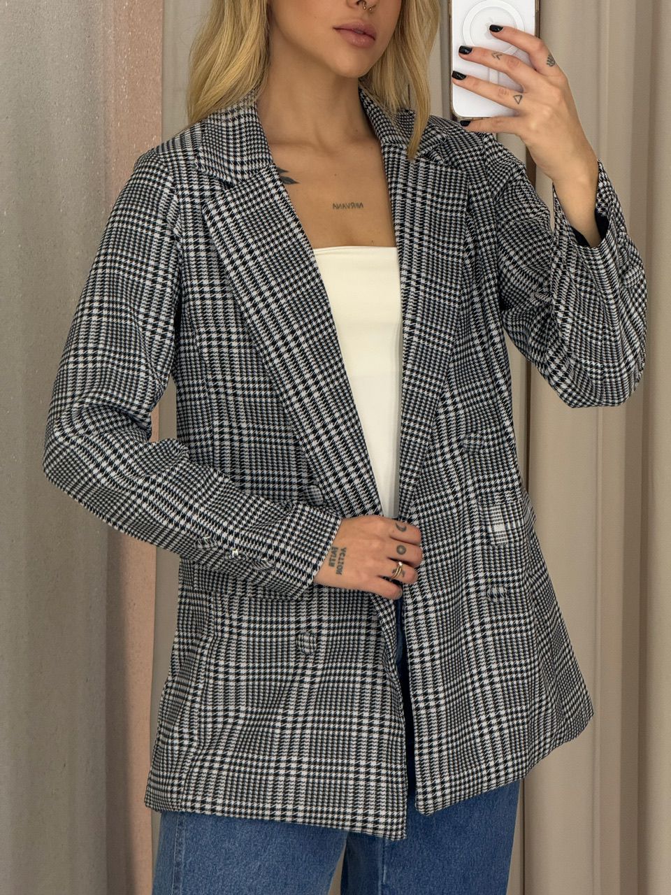 BLAZER VANESSA PIED POULE BRANCO