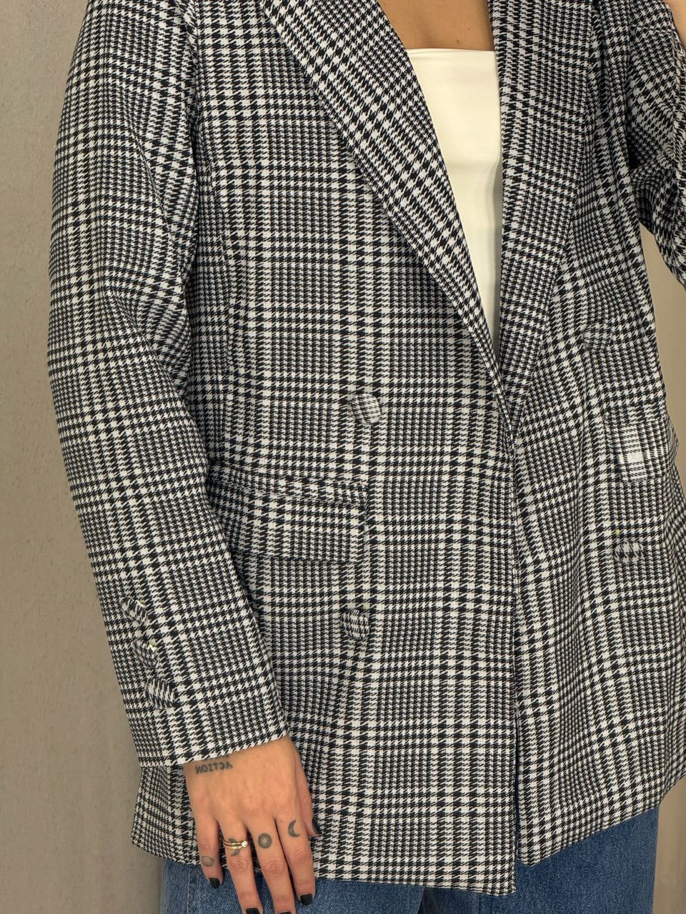BLAZER VANESSA PIED POULE BRANCO