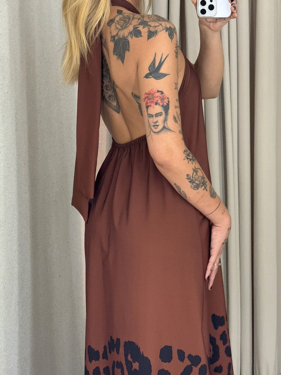 VESTIDO MAVIE FRENTE UNICA MARROM/ONÇA