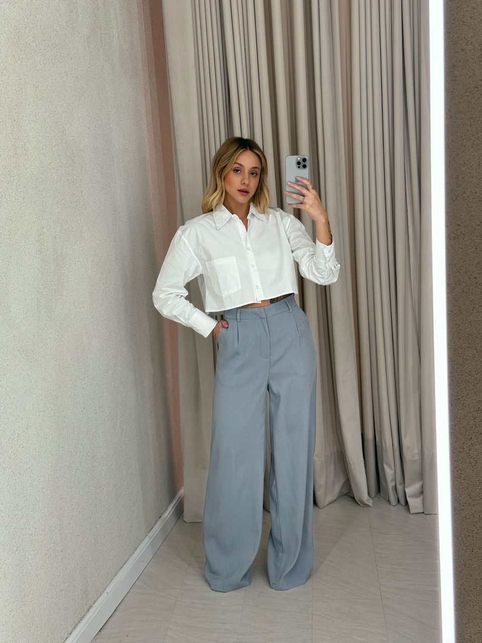 CALÇA CARLA PANTALONA CINZA
