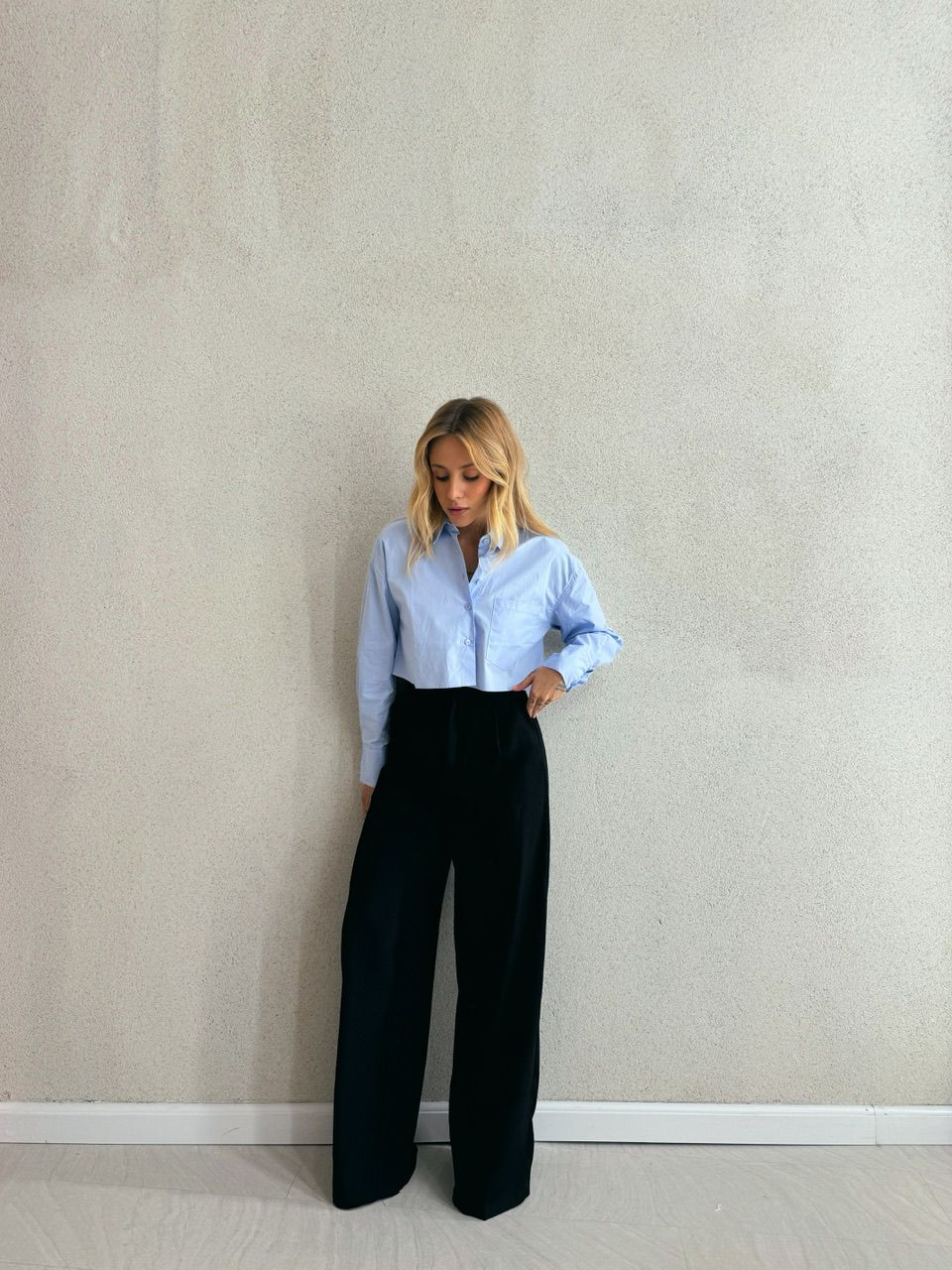 CAMISA CROPPED LUNA AZUL