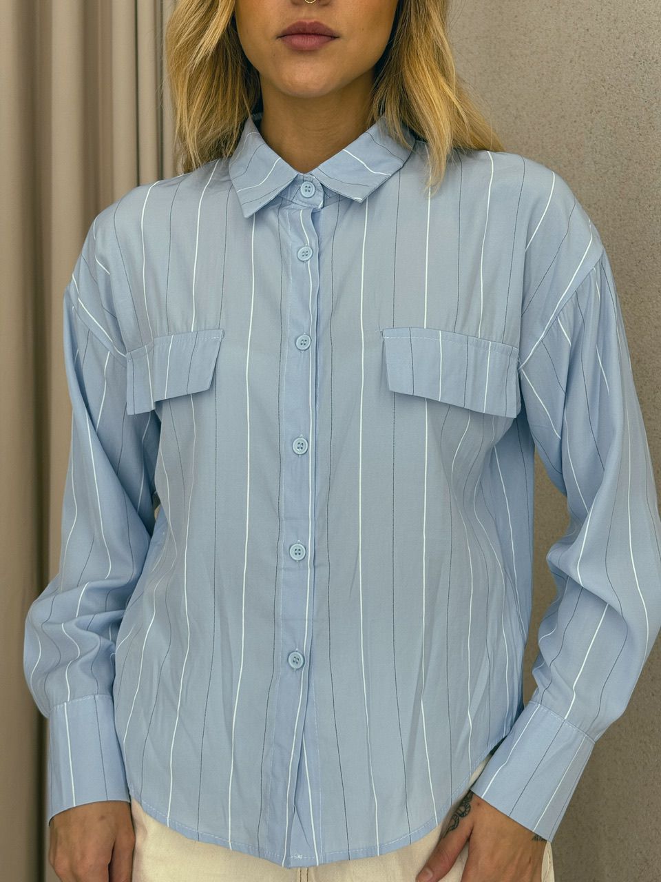 CAMISA MAITÊ LISTRADA AZUL