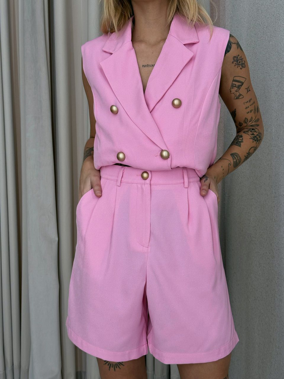 CONJUNTO NÁDIA SHORT COLETE ROSA