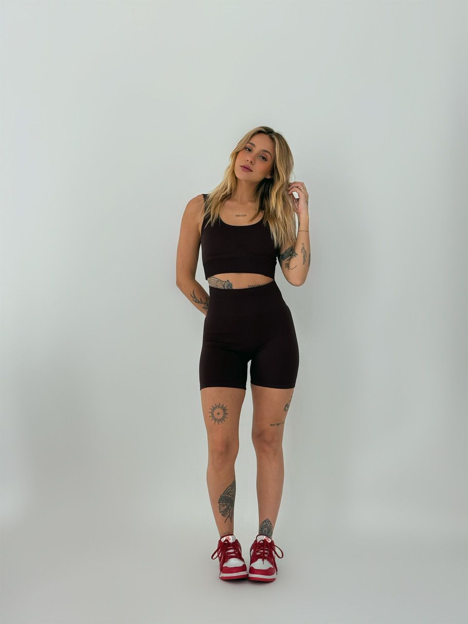 CONJUNTO TOP BOJO SHORT MARROM