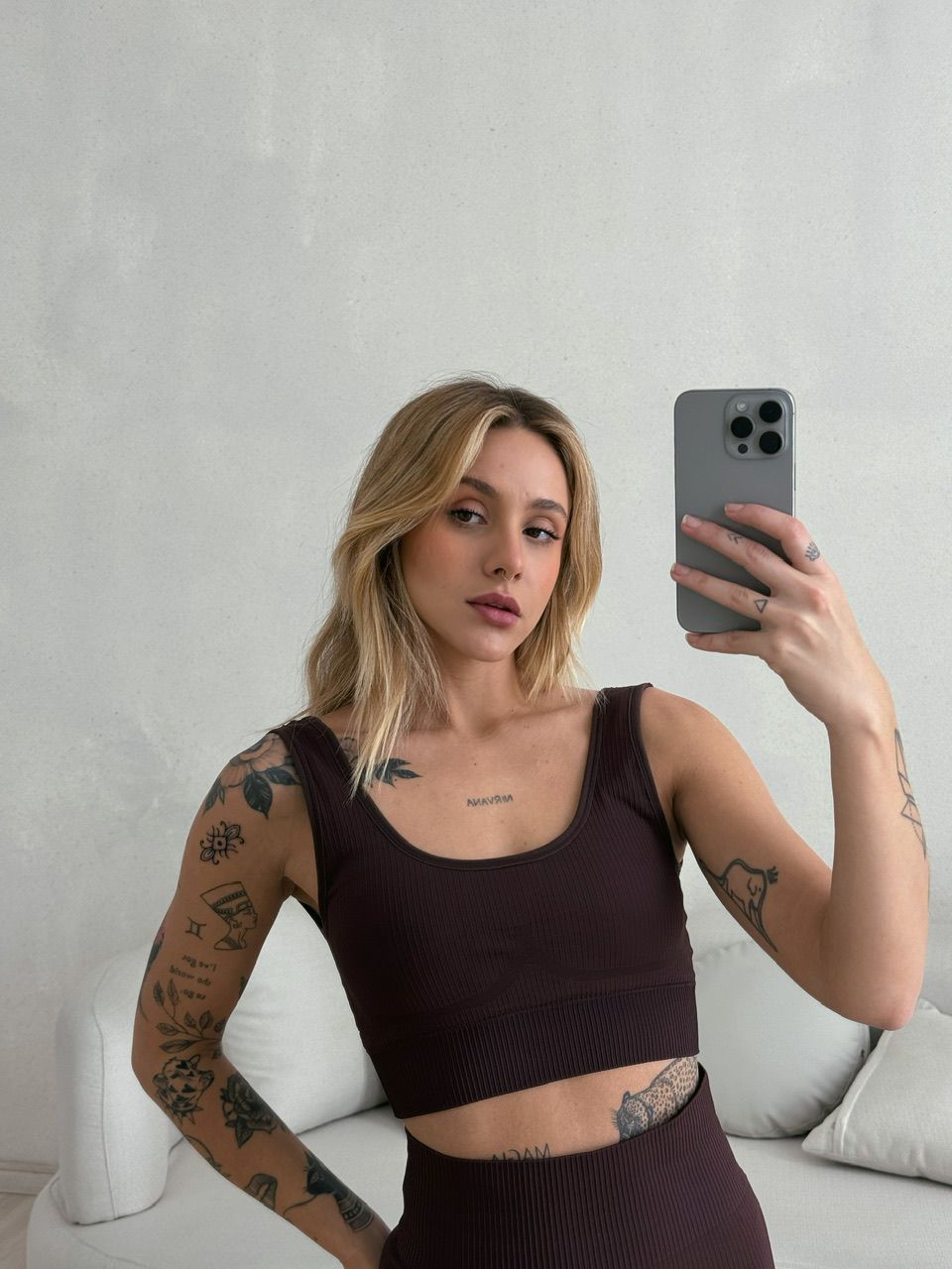 CONJUNTO TOP BOJO SHORT MARROM