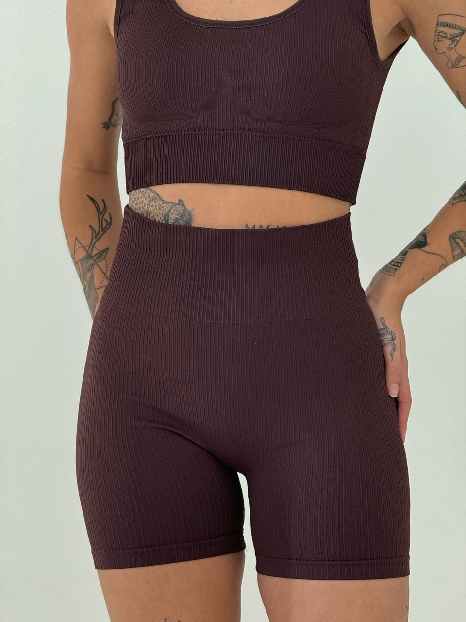 CONJUNTO TOP BOJO SHORT MARROM