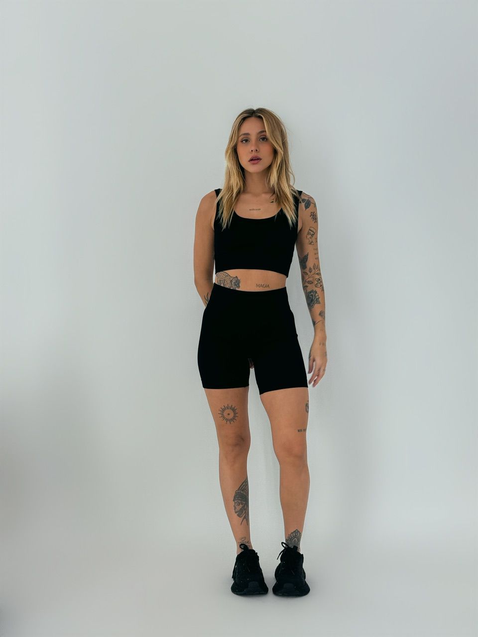 CONJUNTO TOP BOJO SHORT PRETO - 0053990032 - CAROLLA FERRARO