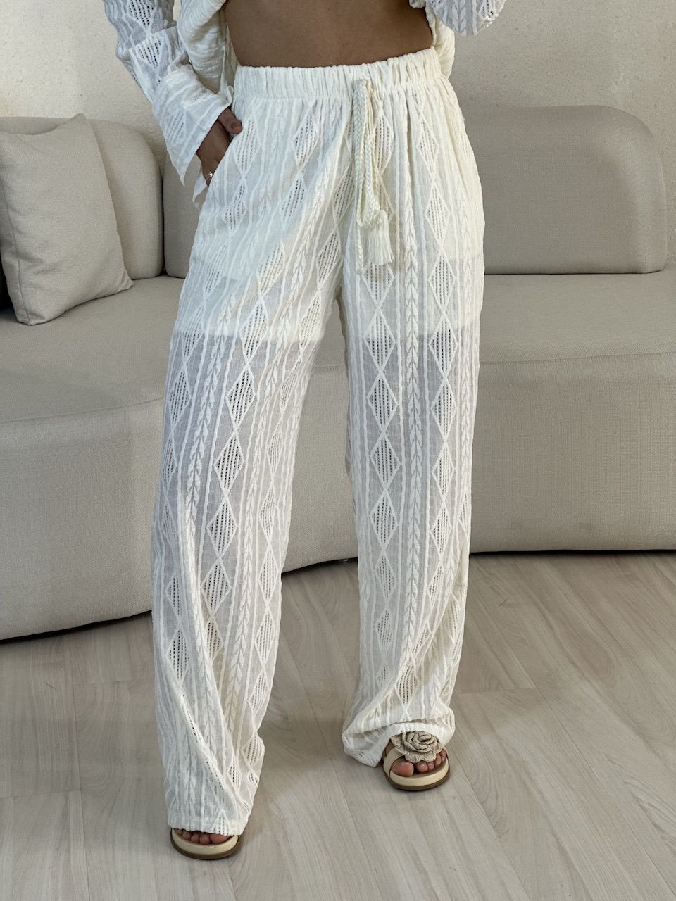 CALÇA ZOE BOHO MARFIM - 0055200056 - CAROLLA FERRARO