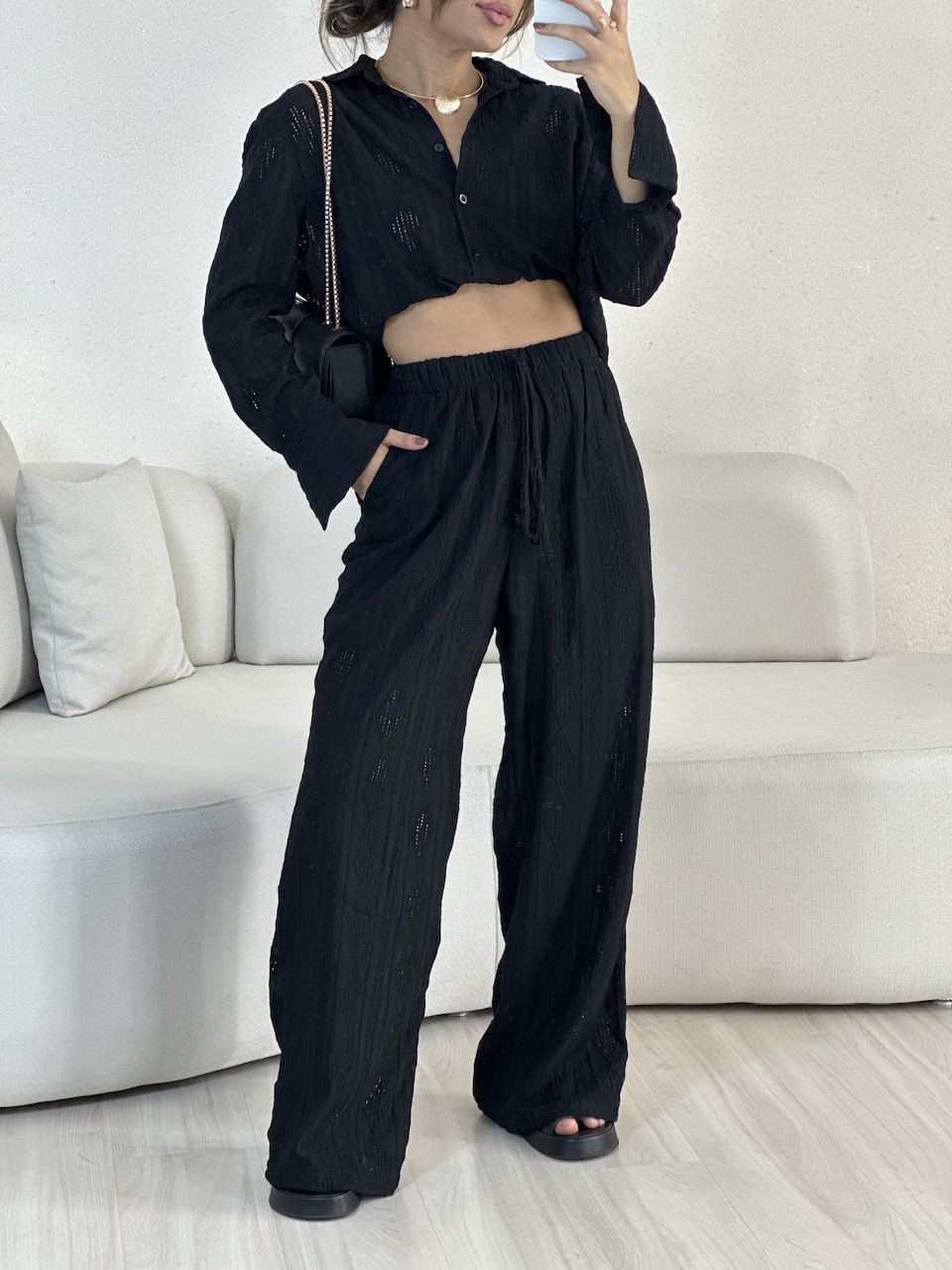 CALÇA ZOE BOHO PRETA